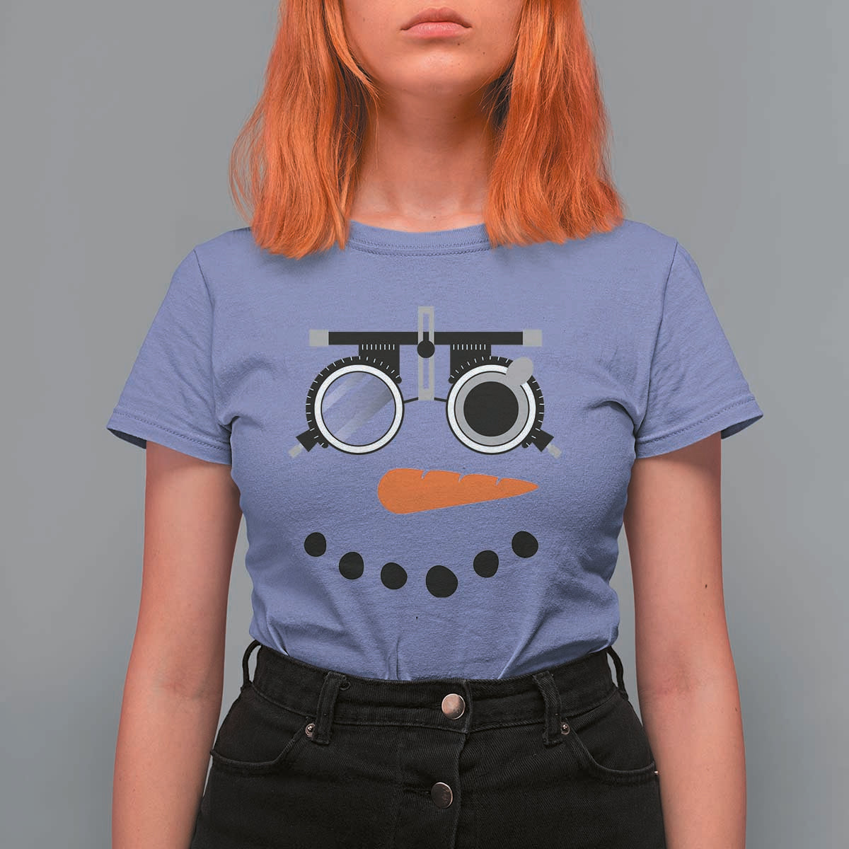 Christmas Optometry T Shirt For Women Funny Snowman Optometrist Eye Doctor Ophthalmologist - Wonder Print Shop