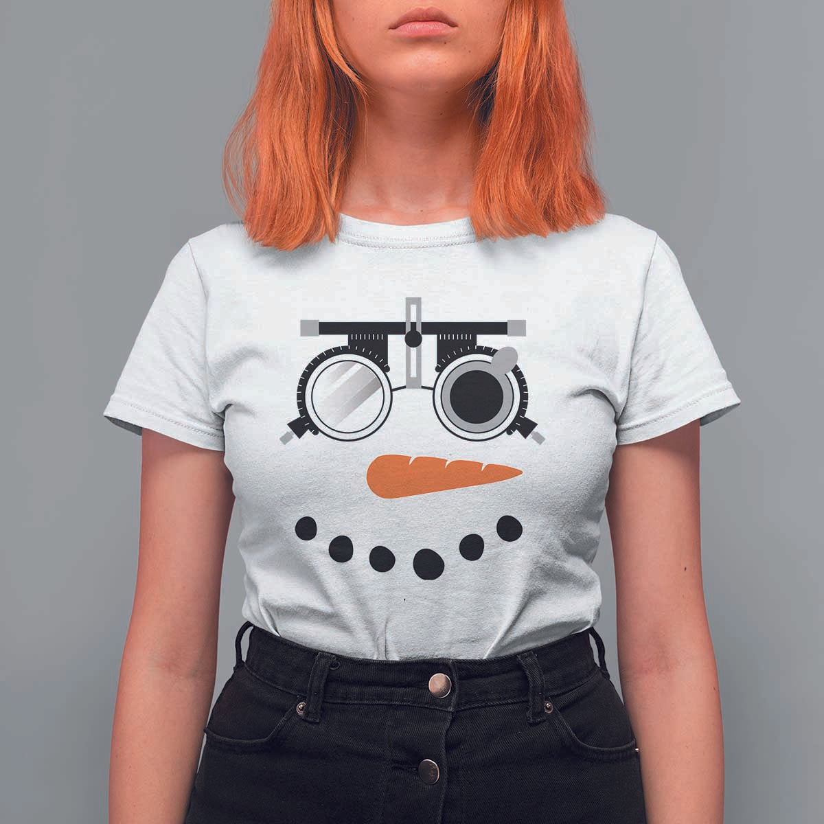 Christmas Optometry T Shirt For Women Funny Snowman Optometrist Eye Doctor Ophthalmologist - Wonder Print Shop
