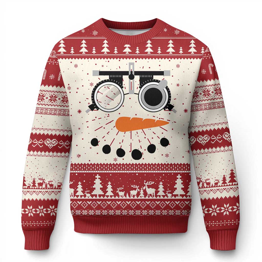 Optometry Ugly Christmas Sweater Funny Snowman Optometrist Eye Doctor Ophthalmologist - Wonder Print Shop