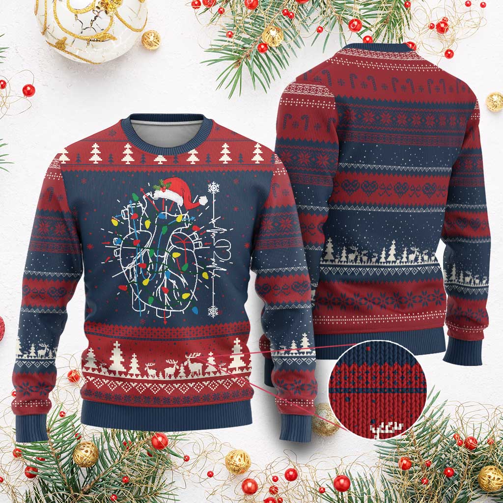 Cardiac Nurse Ugly Christmas Sweater Anatomical Xmas Heart Anatomy - Wonder Print Shop