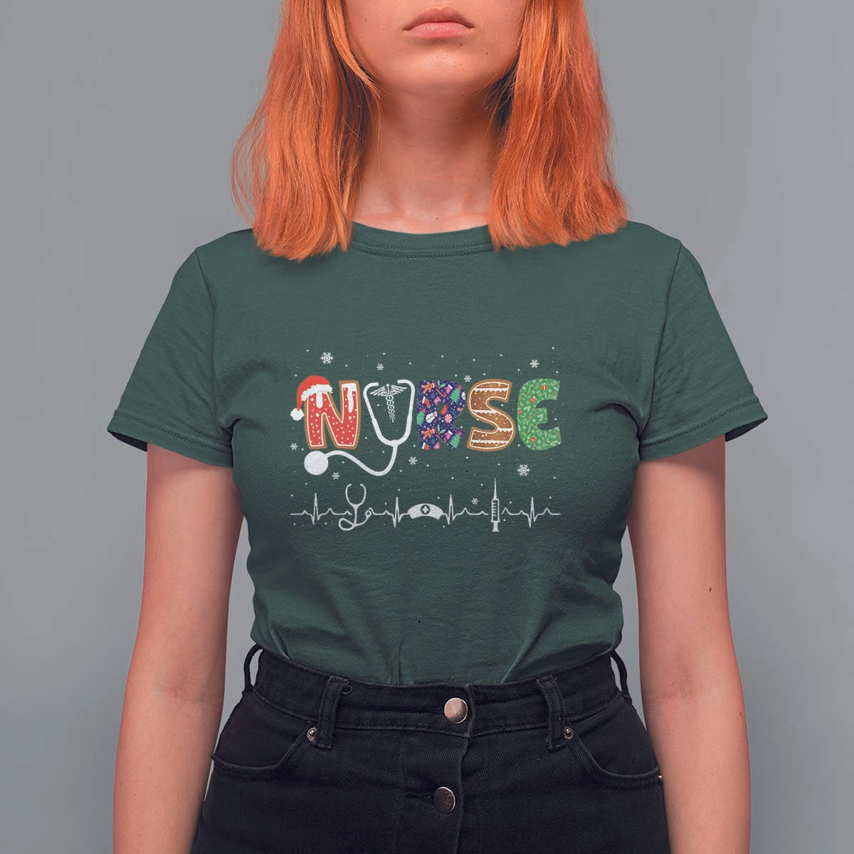 Nurse Christmas T Shirt For Women Nursing RN LPN NP Nicu Xmas Gift - Wonder Print Shop