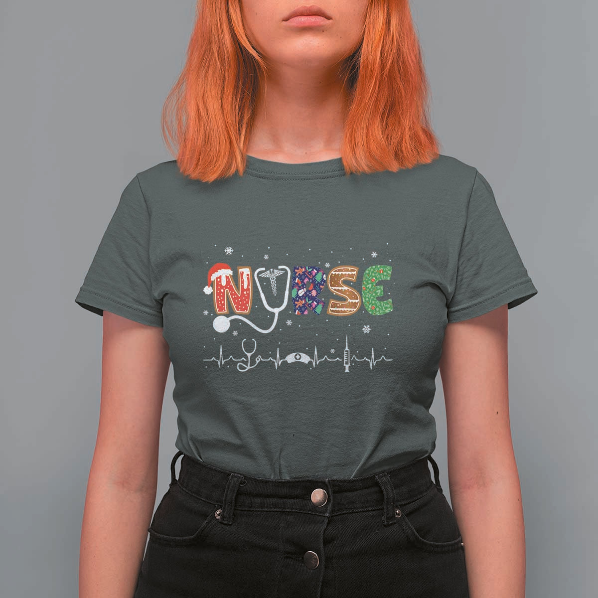 Nurse Christmas T Shirt For Women Nursing RN LPN NP Nicu Xmas Gift - Wonder Print Shop
