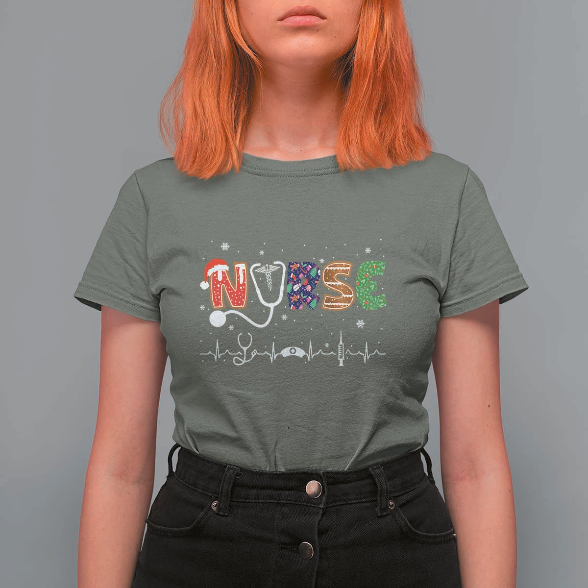 Nurse Christmas T Shirt For Women Nursing RN LPN NP Nicu Xmas Gift - Wonder Print Shop