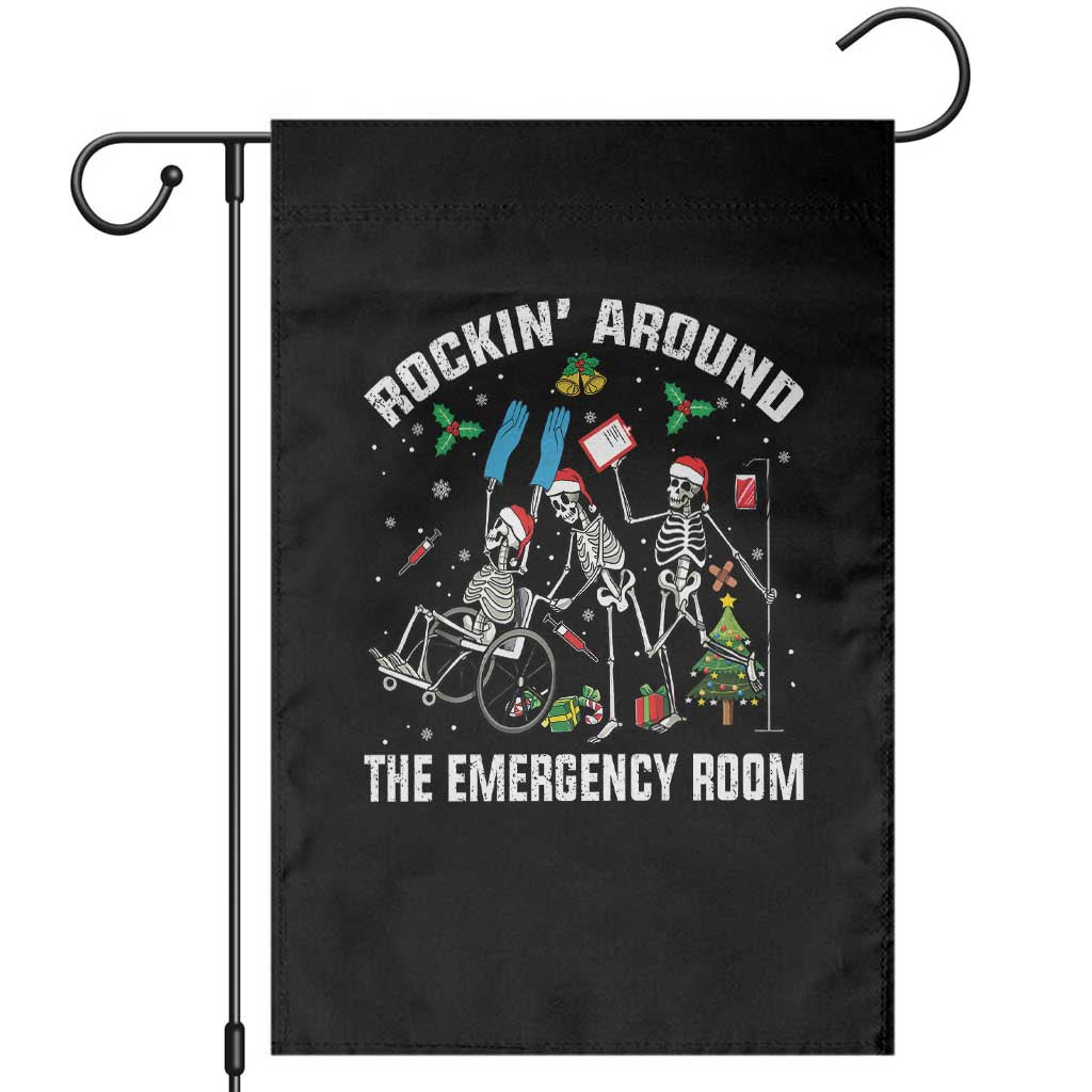 Christmas ER Nurse Garden Flag Rockin Around Skeleton Emergency Room RN - Wonder Print Shop