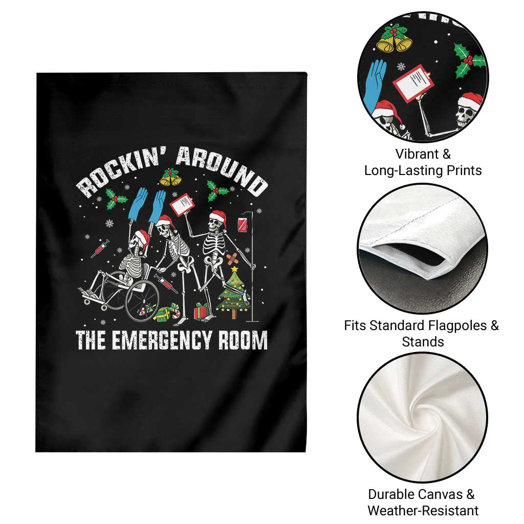 Christmas ER Nurse Garden Flag Rockin Around Skeleton Emergency Room RN - Wonder Print Shop