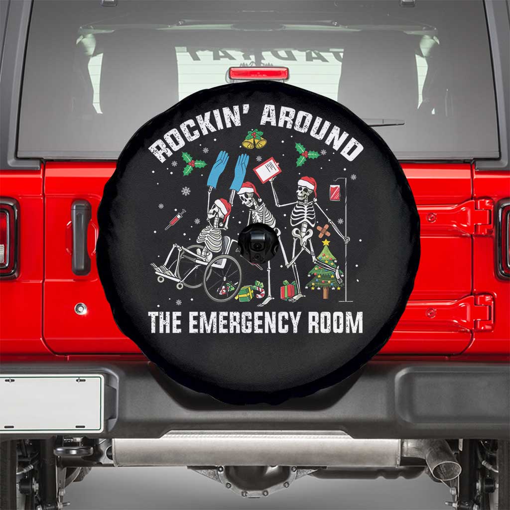 Christmas ER Nurse Spare Tire Cover Rockin Around Skeleton Emergency Room RN - Wonder Print Shop