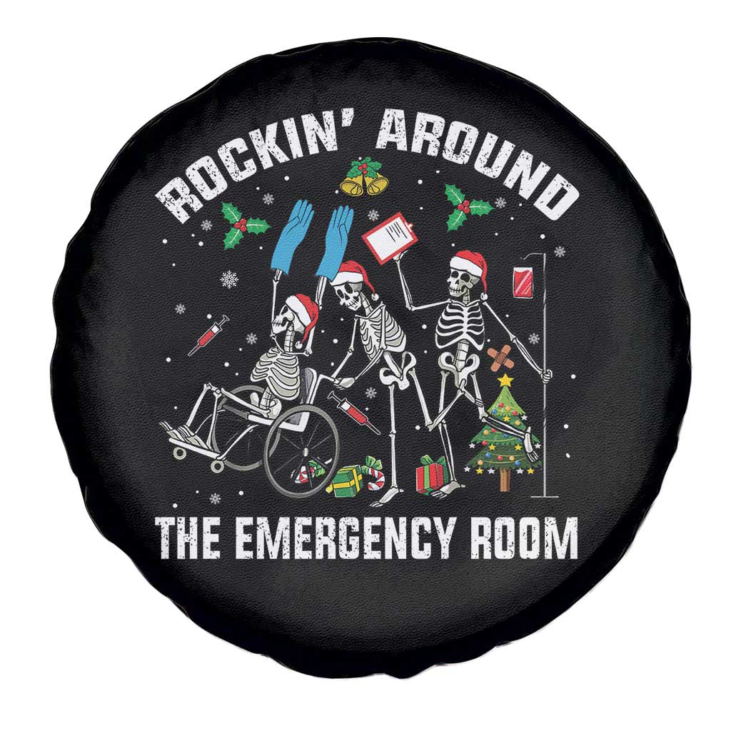 Christmas ER Nurse Spare Tire Cover Rockin Around Skeleton Emergency Room RN - Wonder Print Shop