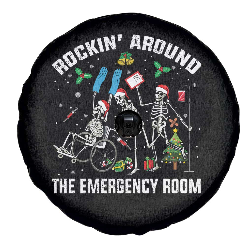 Christmas ER Nurse Spare Tire Cover Rockin Around Skeleton Emergency Room RN - Wonder Print Shop