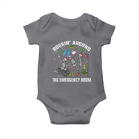 Christmas ER Nurse Baby Onesie Rockin Around Skeleton Emergency Room RN - Wonder Print Shop