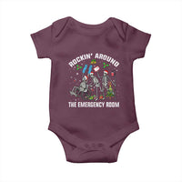 Christmas ER Nurse Baby Onesie Rockin Around Skeleton Emergency Room RN - Wonder Print Shop