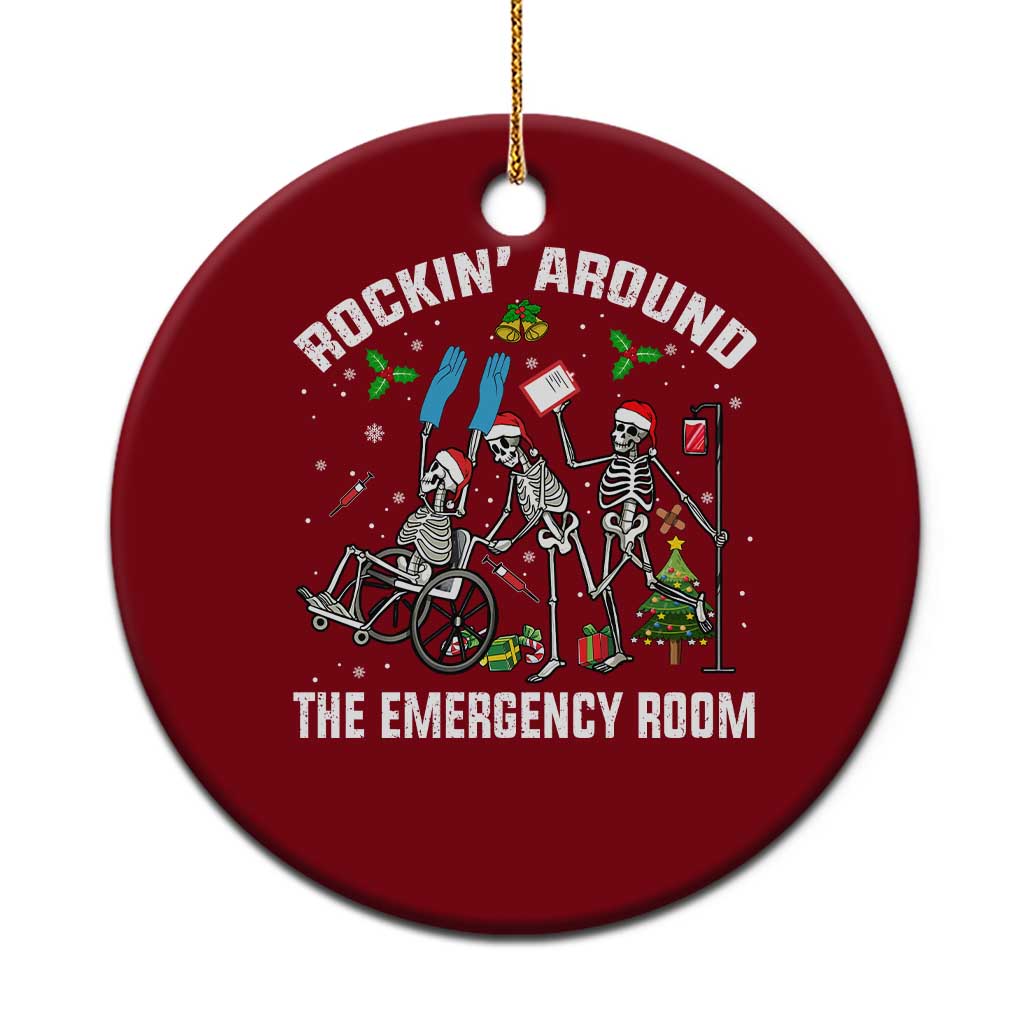Christmas ER Nurse Ceramic Ornament Rockin Around Skeleton Emergency Room RN - Wonder Print Shop
