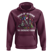 Christmas ER Nurse Hoodie Rockin Around Skeleton Emergency Room RN - Wonder Print Shop