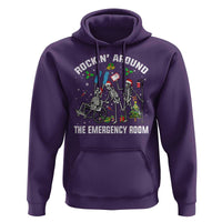 Christmas ER Nurse Hoodie Rockin Around Skeleton Emergency Room RN - Wonder Print Shop