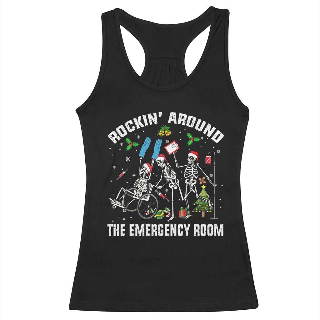 Christmas ER Nurse Racerback Tank Top Rockin Around Skeleton Emergency Room RN - Wonder Print Shop