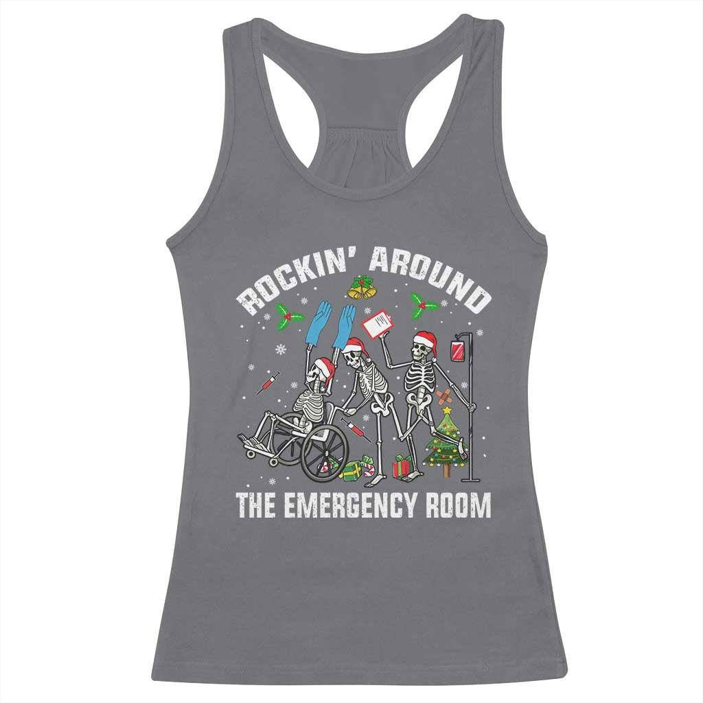 Christmas ER Nurse Racerback Tank Top Rockin Around Skeleton Emergency Room RN - Wonder Print Shop
