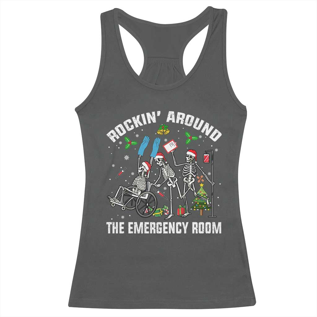 Christmas ER Nurse Racerback Tank Top Rockin Around Skeleton Emergency Room RN - Wonder Print Shop