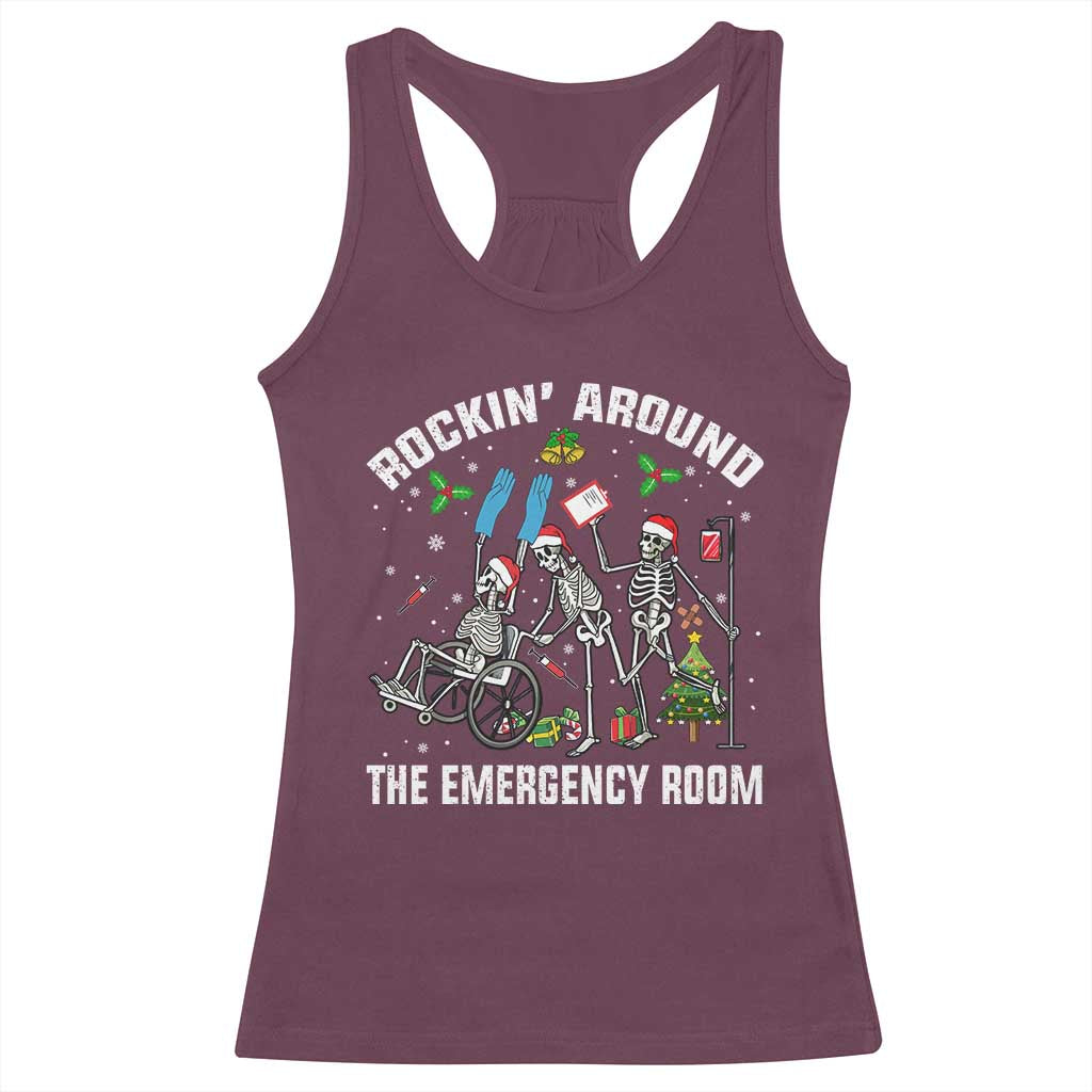 Christmas ER Nurse Racerback Tank Top Rockin Around Skeleton Emergency Room RN - Wonder Print Shop