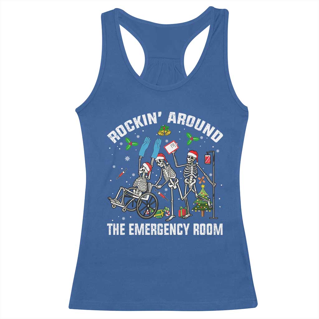 Christmas ER Nurse Racerback Tank Top Rockin Around Skeleton Emergency Room RN - Wonder Print Shop