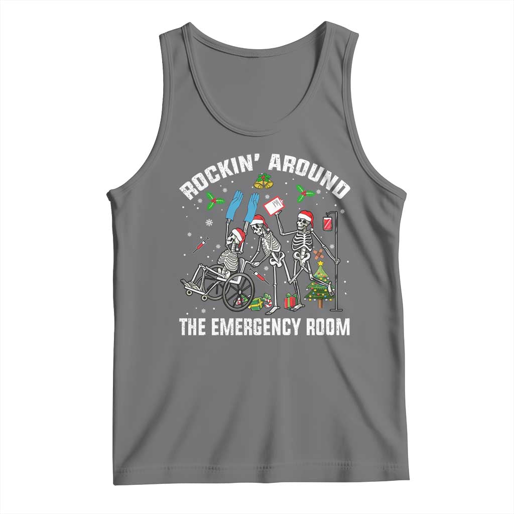 Christmas ER Nurse Tank Top Rockin Around Skeleton Emergency Room RN - Wonder Print Shop