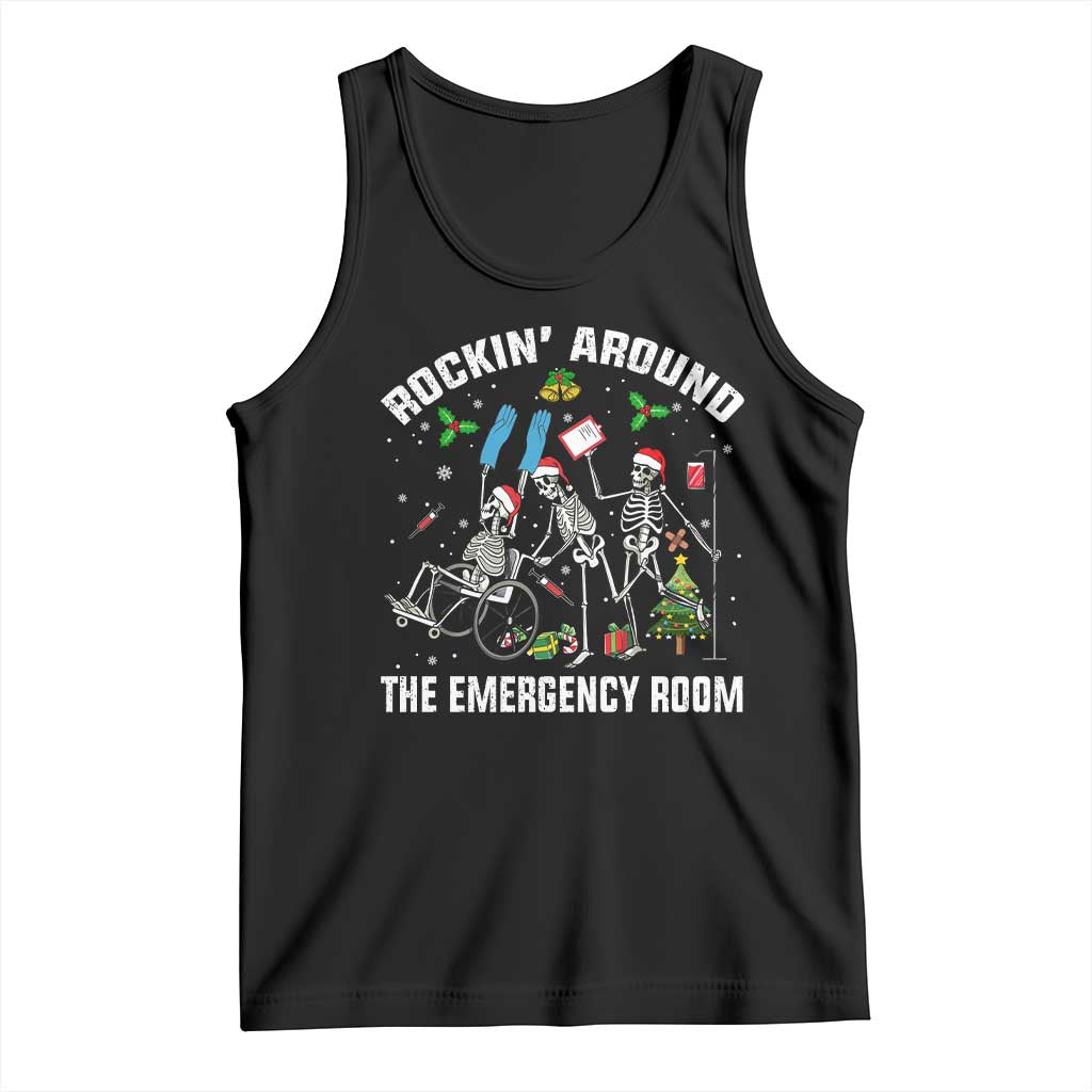 Christmas ER Nurse Tank Top Rockin Around Skeleton Emergency Room RN - Wonder Print Shop