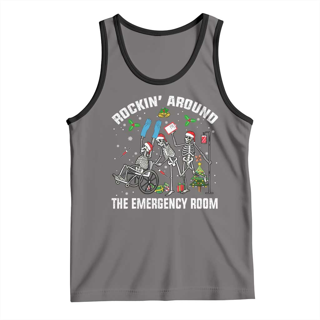 Christmas ER Nurse Tank Top Rockin Around Skeleton Emergency Room RN - Wonder Print Shop