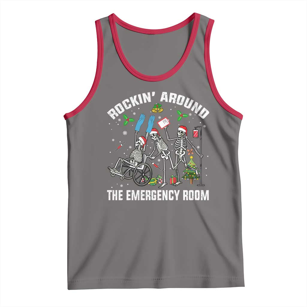 Christmas ER Nurse Tank Top Rockin Around Skeleton Emergency Room RN - Wonder Print Shop