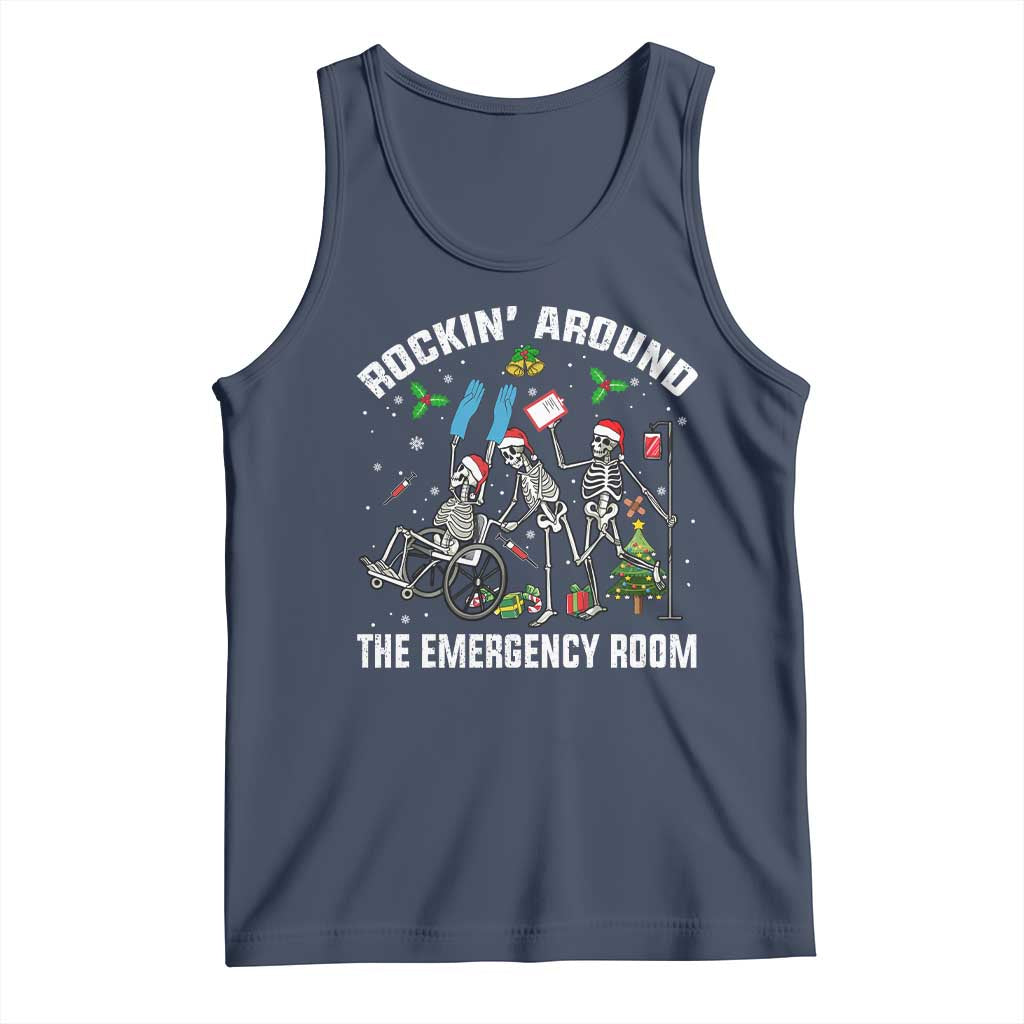 Christmas ER Nurse Tank Top Rockin Around Skeleton Emergency Room RN - Wonder Print Shop