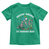 Christmas ER Nurse Toddler T Shirt Rockin Around Skeleton Emergency Room RN - Wonder Print Shop