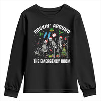 Christmas ER Nurse Youth Sweatshirt Rockin Around Skeleton Emergency Room RN - Wonder Print Shop
