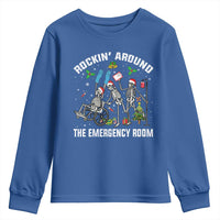 Christmas ER Nurse Youth Sweatshirt Rockin Around Skeleton Emergency Room RN - Wonder Print Shop