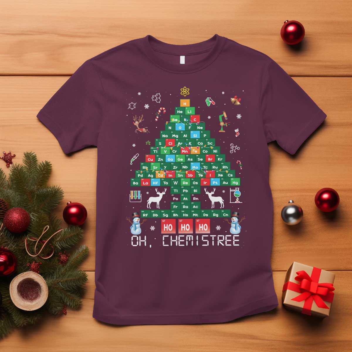 Christmas Chemistry Teacher T Shirt Oh Chemistree Laboratory Lab Tech Teacher Xmas Gift TS10