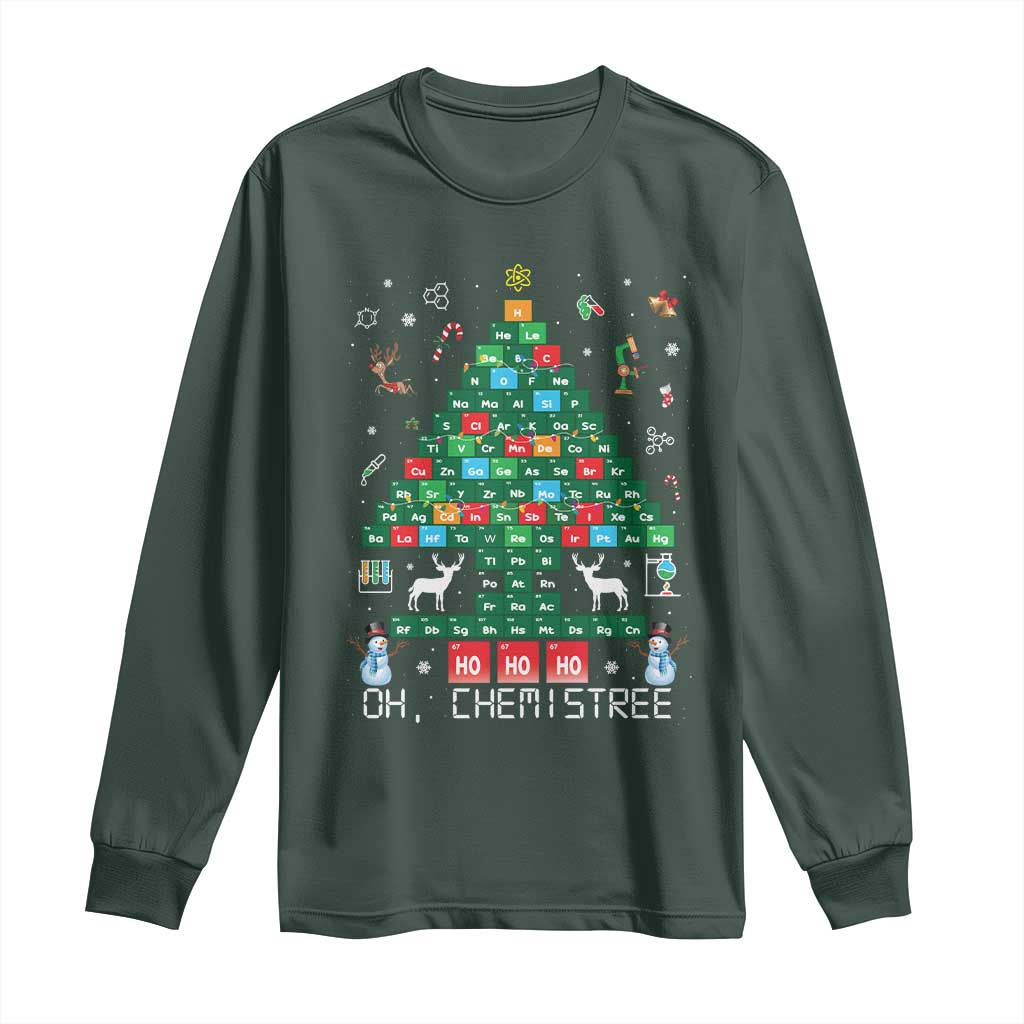 Christmas Chemistry Teacher Long Sleeve Shirt Oh Chemistree Laboratory Lab Tech Teacher Xmas Gift