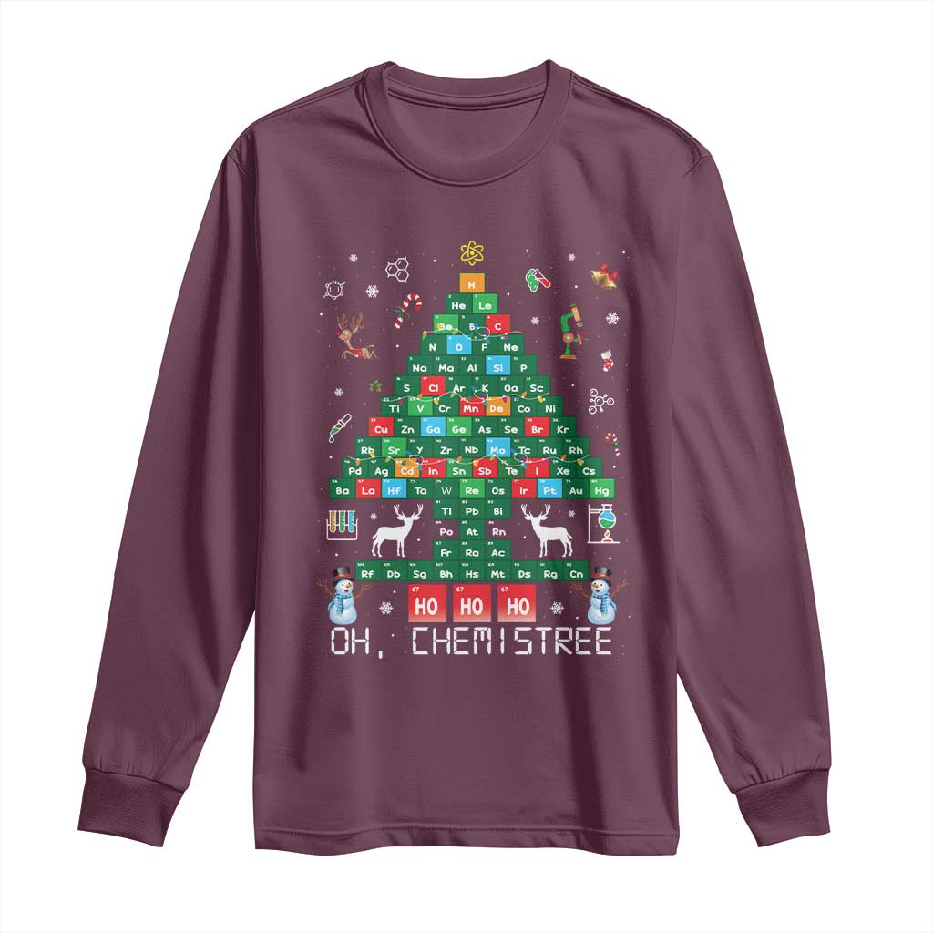 Christmas Chemistry Teacher Long Sleeve Shirt Oh Chemistree Laboratory Lab Tech Teacher Xmas Gift