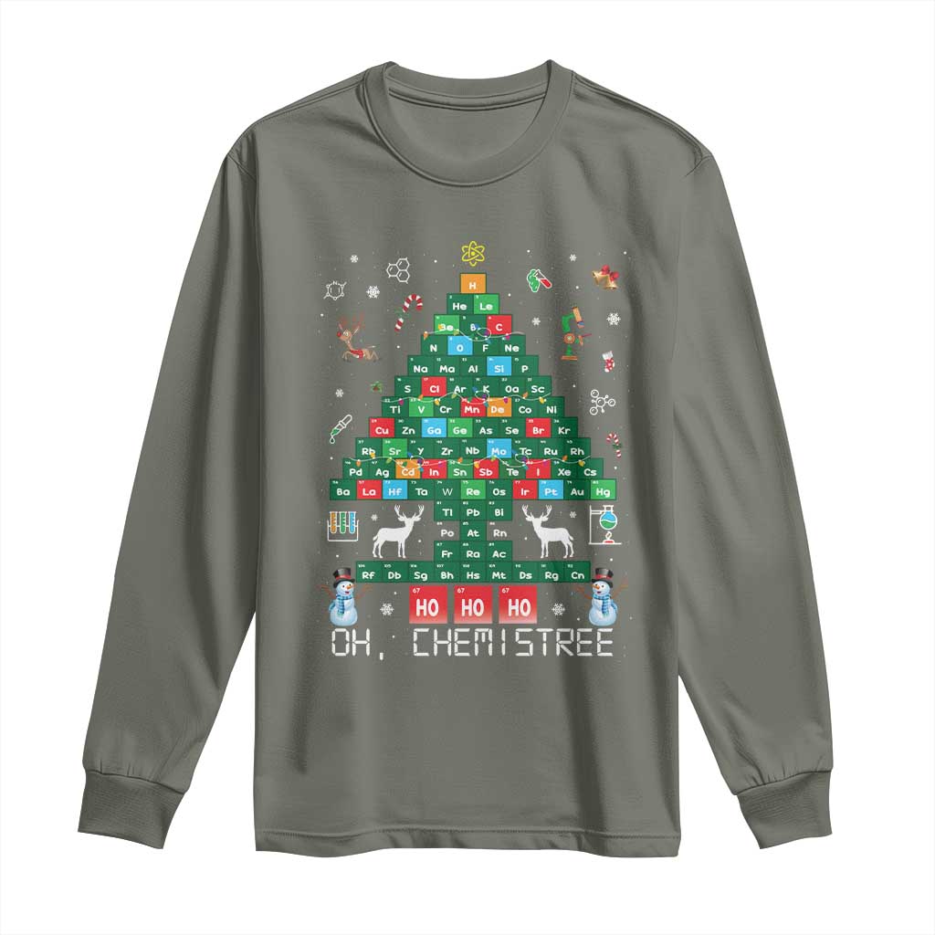 Christmas Chemistry Teacher Long Sleeve Shirt Oh Chemistree Laboratory Lab Tech Teacher Xmas Gift
