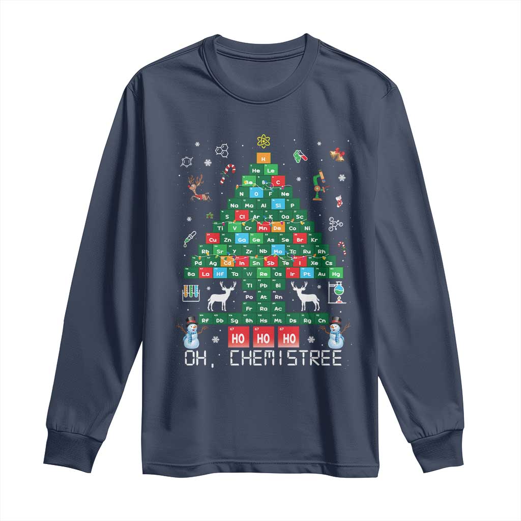 Christmas Chemistry Teacher Long Sleeve Shirt Oh Chemistree Laboratory Lab Tech Teacher Xmas Gift
