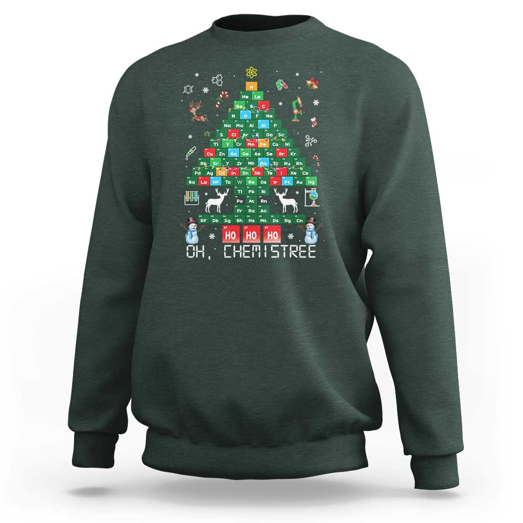 Christmas Chemistry Teacher Sweatshirt Oh Chemistree Laboratory Lab Tech Teacher Xmas Gift - Wonder Print Shop