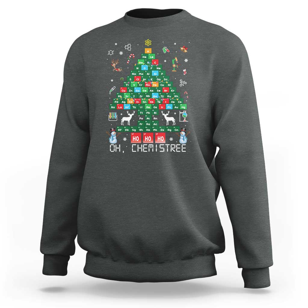 Christmas Chemistry Teacher Sweatshirt Oh Chemistree Laboratory Lab Tech Teacher Xmas Gift - Wonder Print Shop