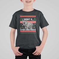 Funny Christmas T Shirt For Kid I Want A Hippopotamus For Xmas Moo Deng Ugly Gift - Wonder Print Shop