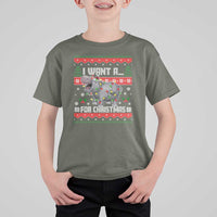Funny Christmas T Shirt For Kid I Want A Hippopotamus For Xmas Moo Deng Ugly Gift - Wonder Print Shop