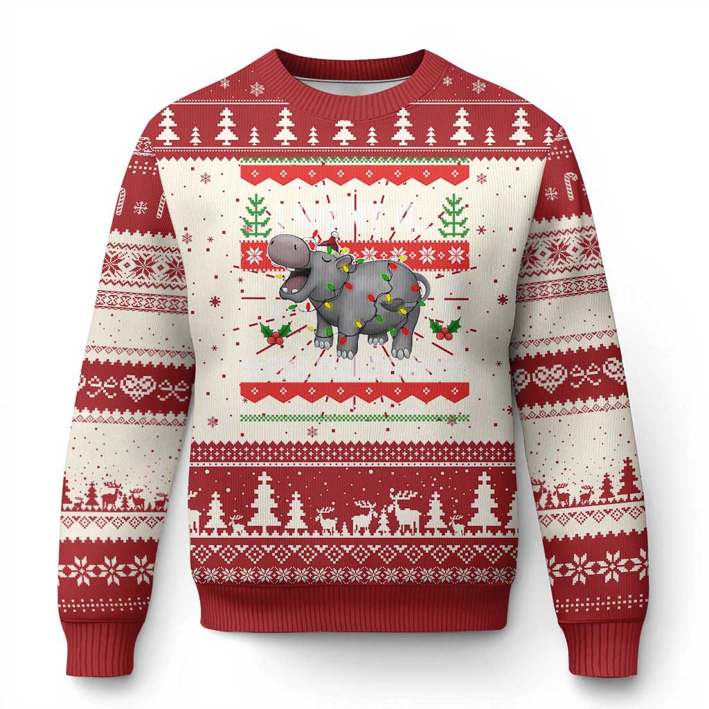 Funny Ugly Christmas Sweater I Want A Hippopotamus For Xmas Moo Deng Ugly Gift - Wonder Print Shop