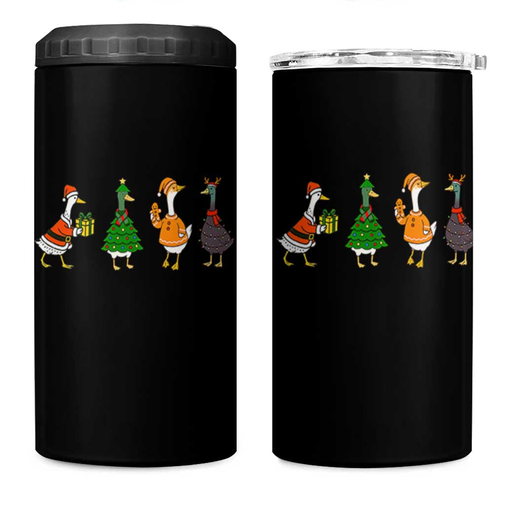 Christmas Ducks 4 in 1 Can Cooler Tumbler Funny Animals Farm Lover Gift Xmas Light - Wonder Print Shop