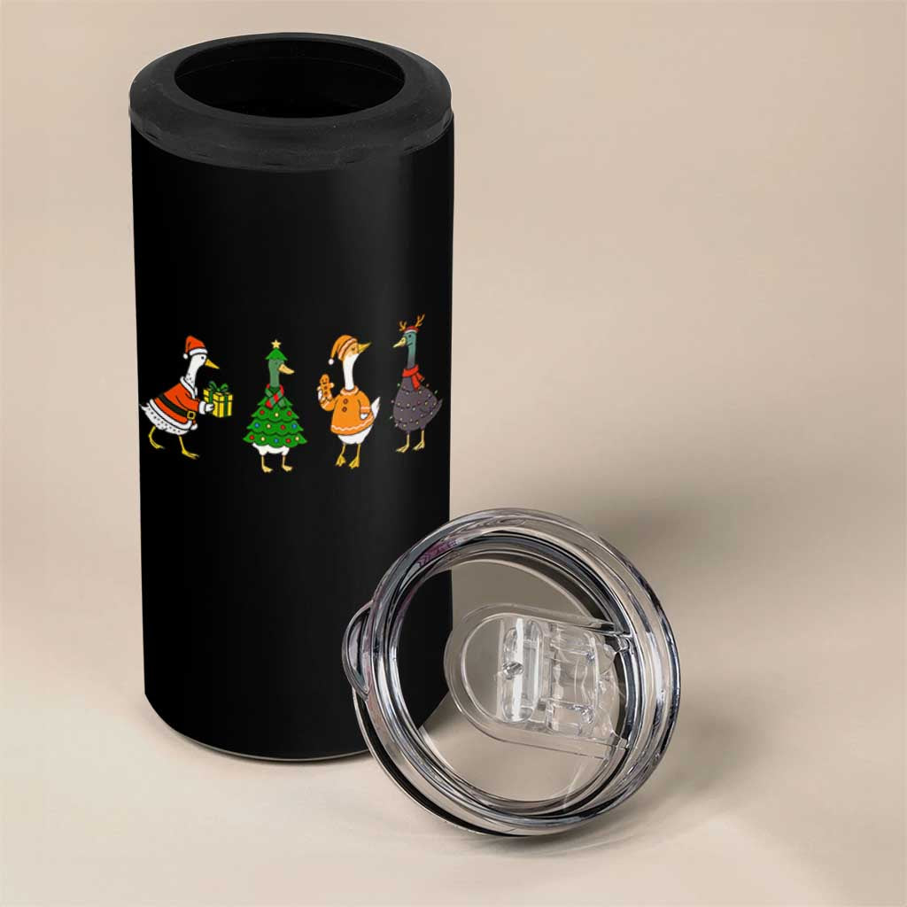 Christmas Ducks 4 in 1 Can Cooler Tumbler Funny Animals Farm Lover Gift Xmas Light - Wonder Print Shop