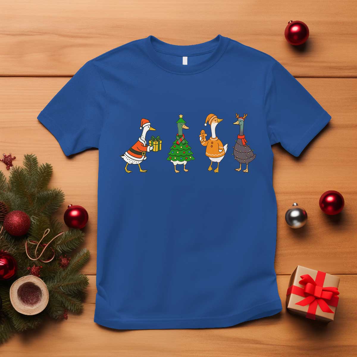 Christmas Ducks T Shirt Funny Animals Farm Lover Gift Xmas Light - Wonder Print Shop