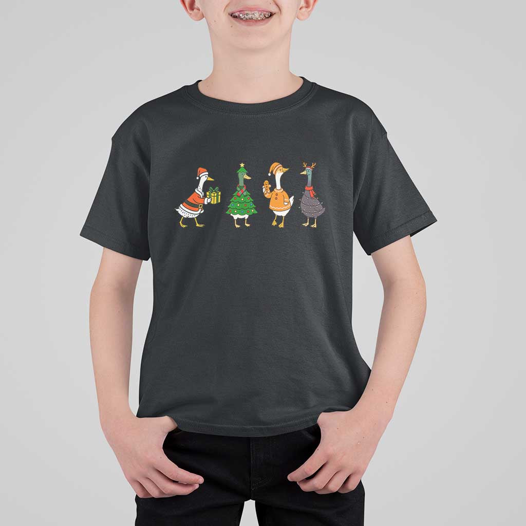 Christmas Ducks T Shirt For Kid Funny Animals Farm Lover Gift Xmas Light - Wonder Print Shop