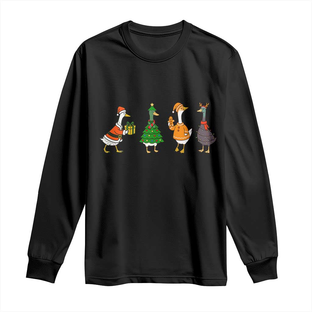 Christmas Ducks Long Sleeve Shirt Funny Animals Farm Lover Gift Xmas Light - Wonder Print Shop