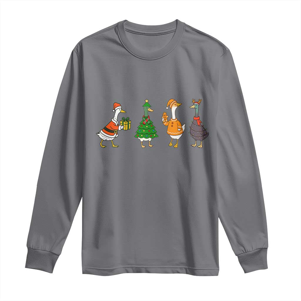 Christmas Ducks Long Sleeve Shirt Funny Animals Farm Lover Gift Xmas Light - Wonder Print Shop