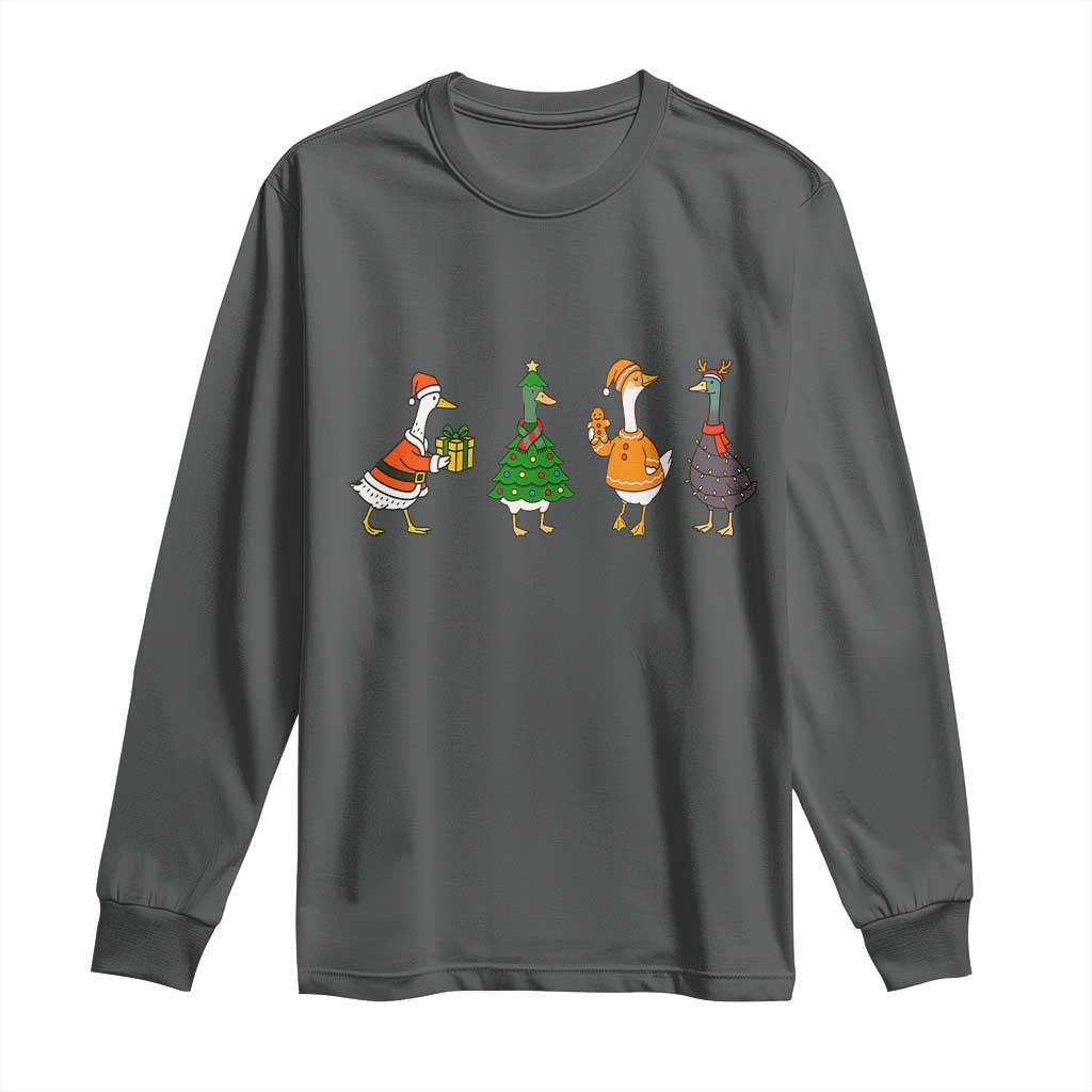Christmas Ducks Long Sleeve Shirt Funny Animals Farm Lover Gift Xmas Light - Wonder Print Shop