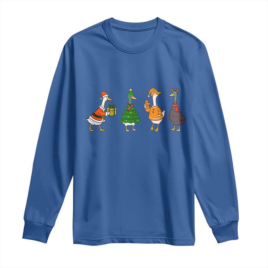 Christmas Ducks Long Sleeve Shirt Funny Animals Farm Lover Gift Xmas Light - Wonder Print Shop