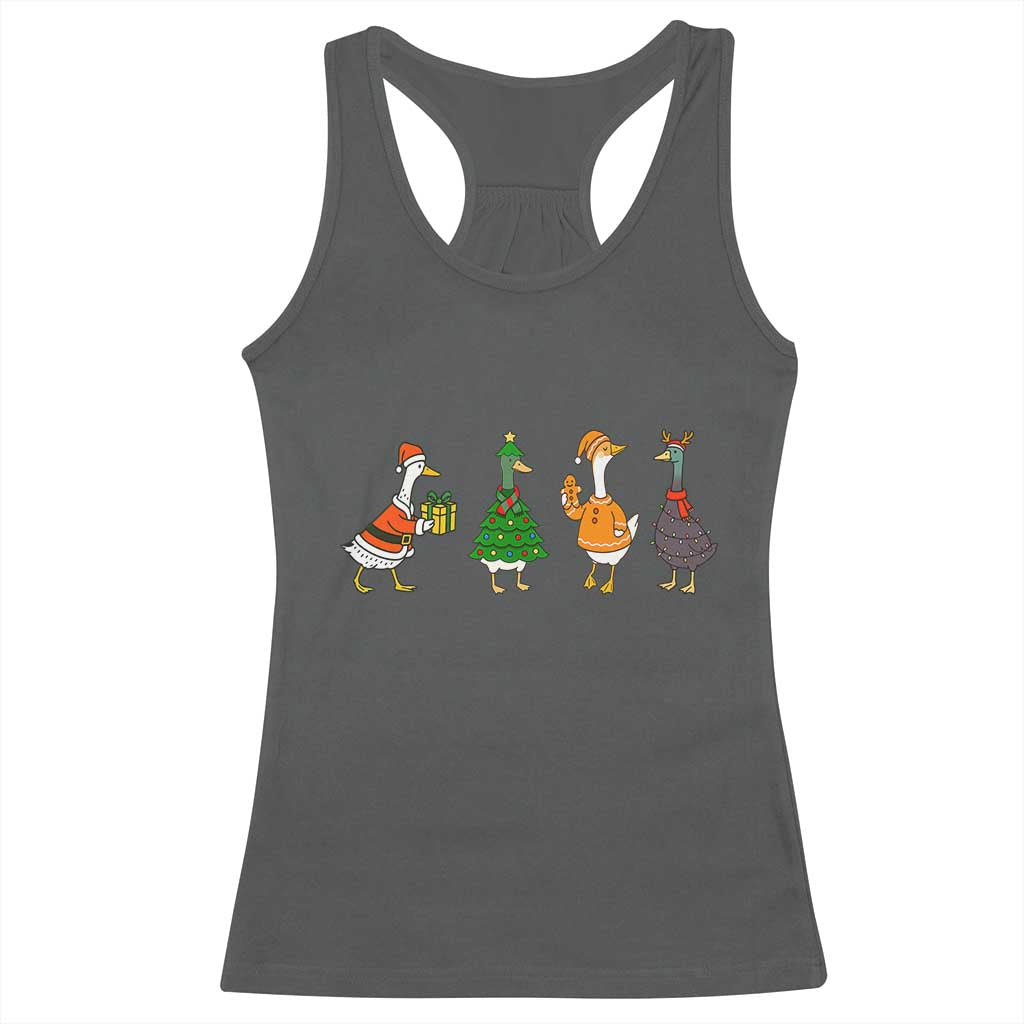Christmas Ducks Racerback Tank Top Funny Animals Farm Lover Gift Xmas Light - Wonder Print Shop