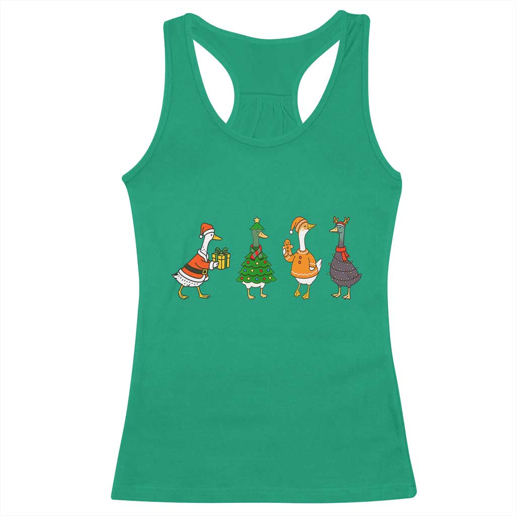 Christmas Ducks Racerback Tank Top Funny Animals Farm Lover Gift Xmas Light - Wonder Print Shop